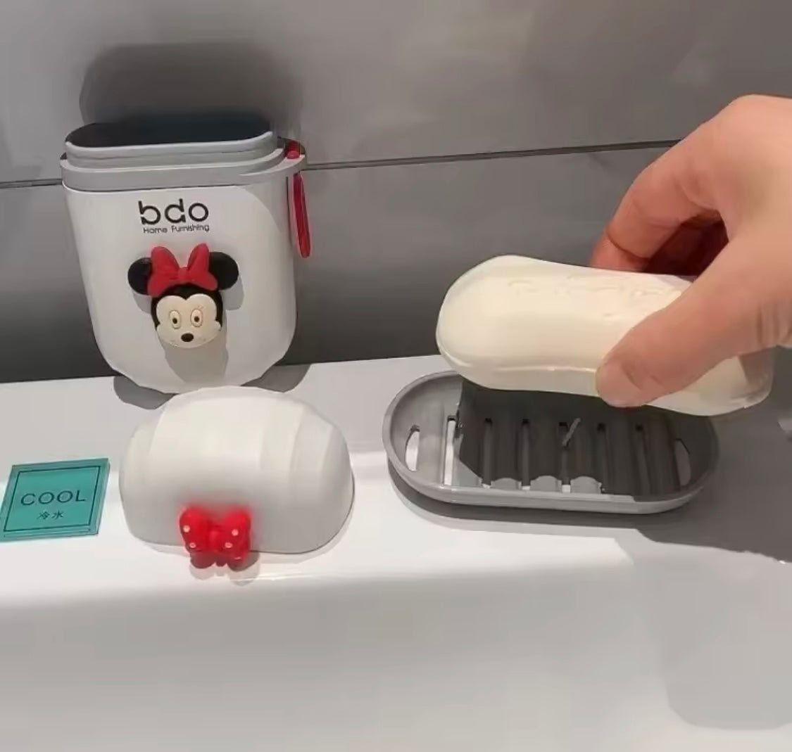 Disney Mickey Portable Soap Box, Leakproof Soap Container Cartoon, Bathroom Storage Sealed Soap Organizer Disney Mickey Portable Soap Box, Leakproof Soap Container Cartoon, Bathroom Storage Sealed Soap Organizer